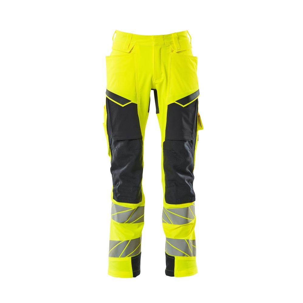 Bukser med knælommer, ULTIMATE STRETCH bukser, hi-vis gul/sort-blå