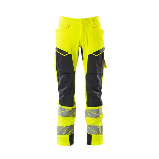 Bukser med knælommer, ULTIMATE STRETCH bukser, hi-vis gul/sort-blå