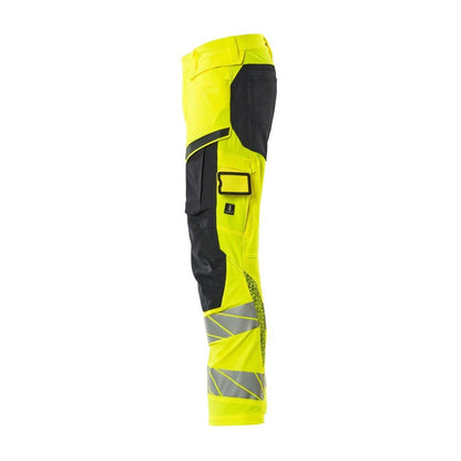 Bukser med knælommer, ULTIMATE STRETCH bukser, hi-vis gul/sort-blå