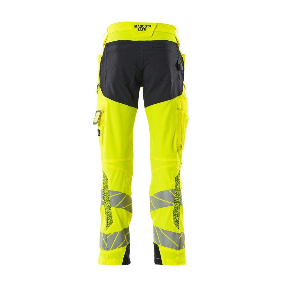 Bukser med knælommer, ULTIMATE STRETCH bukser, hi-vis gul/sort-blå