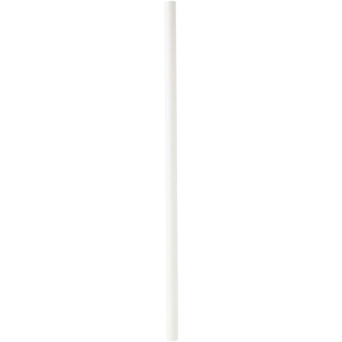 Et hvidt sugerør af FSC® papir (ø 8 mm, 230 mm) fra mærket Duni GmbH står lodret mod en enkel baggrund - Pakke med 100 stykker.