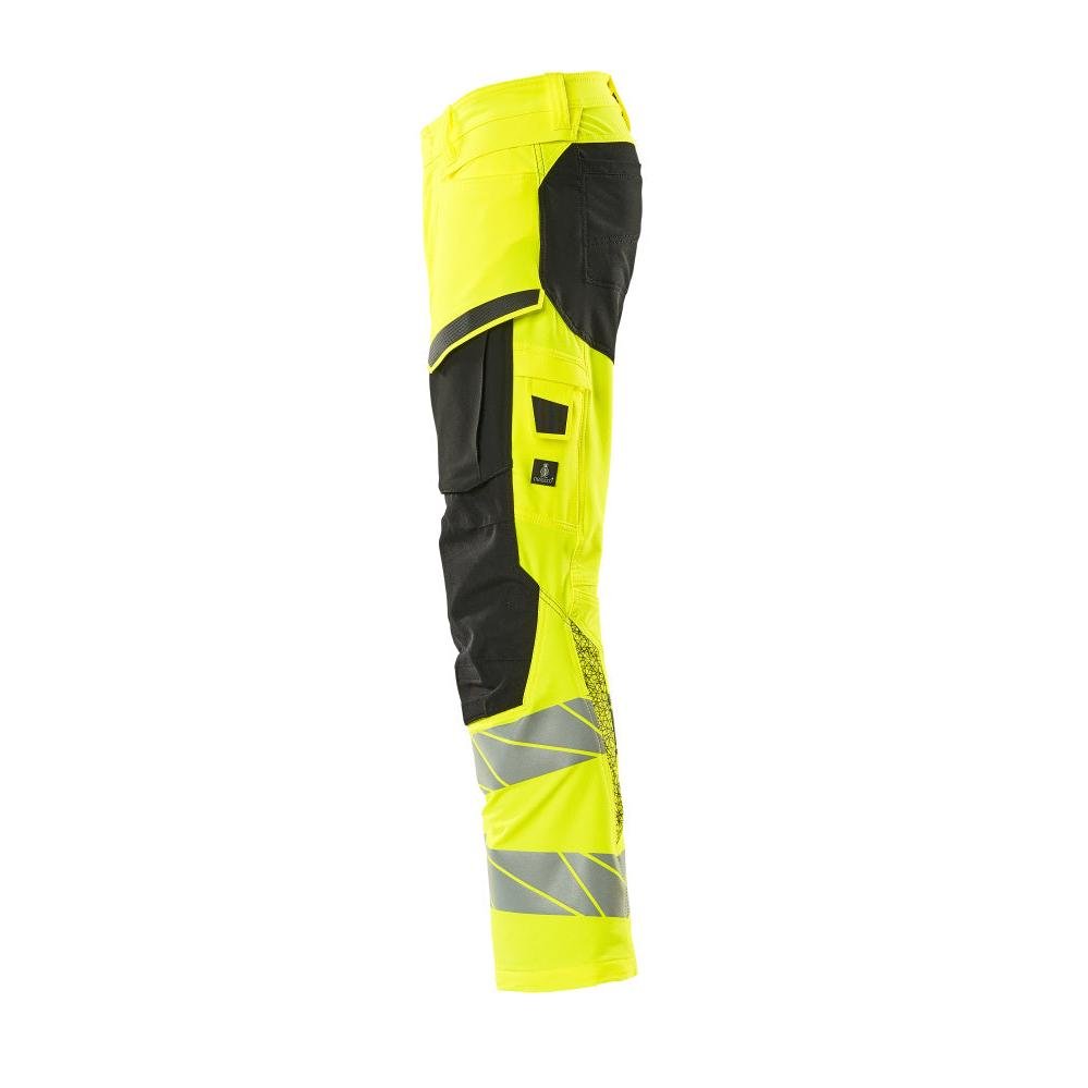 Bukser med knælommer, ULTIMATE STRETCH bukser, hi-vis gul/sort