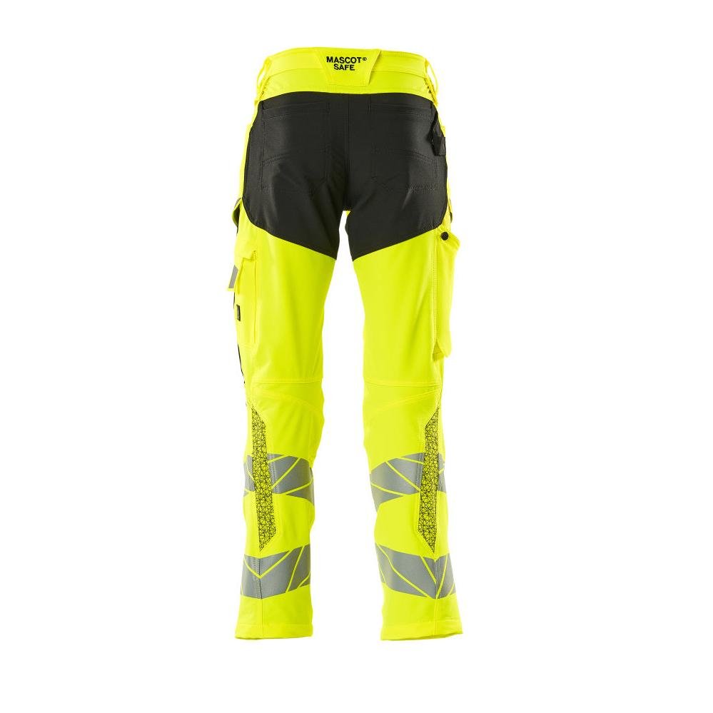 Bukser med knælommer, ULTIMATE STRETCH bukser, hi-vis gul/sort
