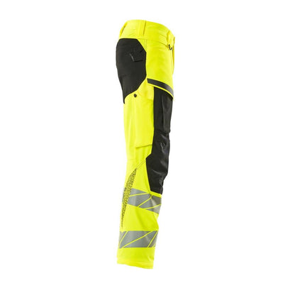 Bukser med knælommer, ULTIMATE STRETCH bukser, hi-vis gul/sort