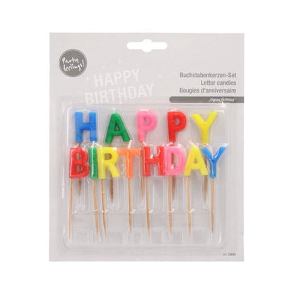 De PAPSTAR bogstavlys "Happy Birthday", 8 cm, fra PAPSTAR GmbH, kommer som en enkelt blisterpakning - festlige bogstavlys på stilk, ideelle fødselsdagslys til at dekorere enhver fest.