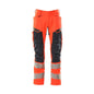 Bukser med knælommer, stretch-indsatsbukser, hi-vis rød/sort-blå