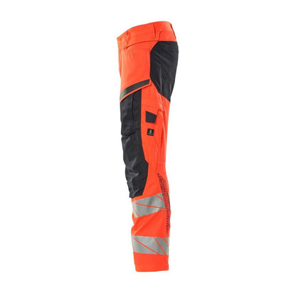 Bukser med knælommer, stretch-indsatsbukser, hi-vis rød/sort-blå