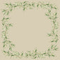 Dunicel-mellemlagene 84 x 84 cm Foliage fra Duni GmbH tilbyder en kvadratisk ramme af akvarelgrønne bladegrene og et lysebeige centrum, ideel til en elegant borddekoration. Hver pakke indeholder 20 stykker.