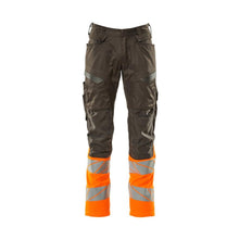 Bukser med knælommer, stretch-indsatsbukser, mørk antracit/hi-vis orange