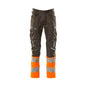 Bukser med knælommer, stretch-indsatsbukser, mørk antracit/hi-vis orange