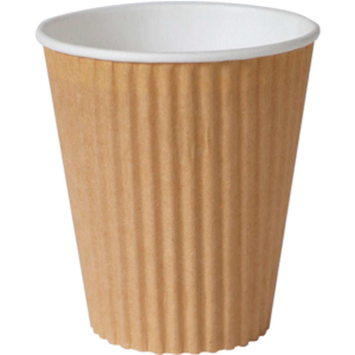 Duni GmbH Triple Wall Termokop 350 ml i brunt PAP/PLA, her med hvidt indre på ensfarvet baggrund, tilbyder en miljøvenlig måde at nyde drikkevarer på; fås i pakker med 30 stykker.