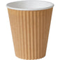 Duni GmbH Triple Wall Termokop 350 ml i brunt PAP/PLA, her med hvidt indre på ensfarvet baggrund, tilbyder en miljøvenlig måde at nyde drikkevarer på; fås i pakker med 30 stykker.