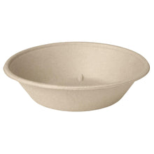 Die Classic Bowl 800 ml - unbeschichtete Braun Bagasse 194x194x48 von Duni GmbH ist eine schlichte, runde, beige geformte Faserschale mit einem Fassungsvermögen von 800 ml, abgebildet auf weißem Hintergrund. Die Packung enthält 40 Stück.
