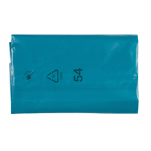 Die EMIL DEISS KG DEISS Abfallsäcke aus Recycling-LDPE in blau, mit "LDPE" und 54 in schwarz gedruckt, sind ideal für 240 l Behälter und mit dem Blauen Engel zertifiziert. Geliefert in einem Karton mit 200 Rollen.