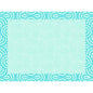 Duni GmbH papirborddækninger 30x40cm Breeze mintblå er kendetegnet ved et centralt mintblåt område og en geometrisk kant med gentagne blå og turkisfarvede cirkler, der giver et stilfuldt, symmetrisk, Art Deco-inspireret look. Pakke: 250 stykker.