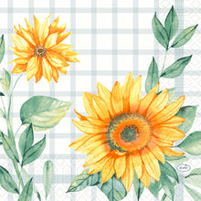 Erhellen Sie Ihre Tischdekoration mit Duni GmbH Serv.33x33 3lg 1/4 Sonnenblume-250er-Pack Servietten mit gelben Sonnenblumen und grünen Blättern in Aquarellfarben auf weißem und hellgrauem Hintergrund. Perfekt für jeden Anlass!.