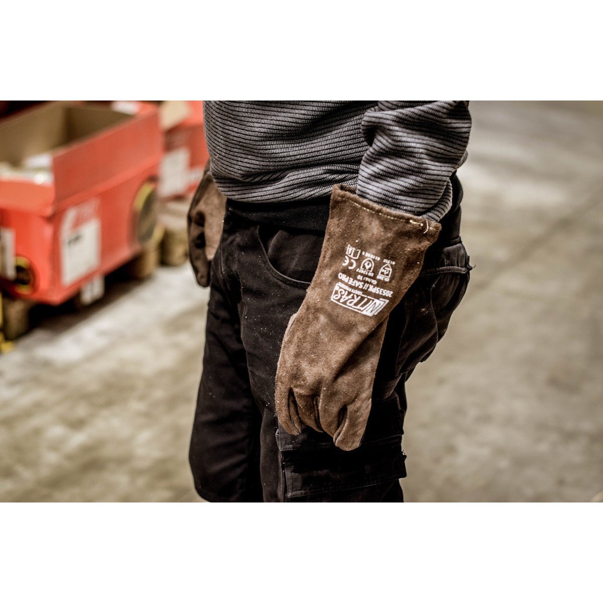 NITRAS SAFE PRO, svejsehandsker, brun, EN 388, EN 12477 splitlæder | Pakke (12 par)