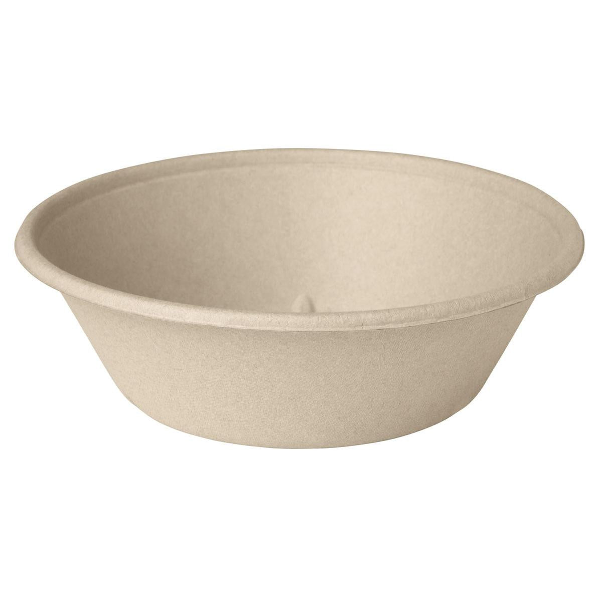 Den Classic Bowl 1000 ml - ubelagt Brun Bagasse 194x194x60 fra Duni GmbH er en miljøvenlig, rund engangsskål med glat kant og lav dybde - ideel til bæredygtig mad; Pakken indeholder 40 stk.