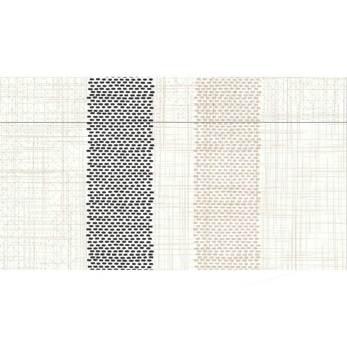 En gitterbaggrund med to lodrette søjler af prikker; den venstre søjle, der er lavet med Rigato black 57070 fra Duni GmbH, viser tætte, mørke prikker, mens den højre søjle har lysere, mere spredte prikker. Tynde gitterlinjer krydser hinanden i en vinkel.