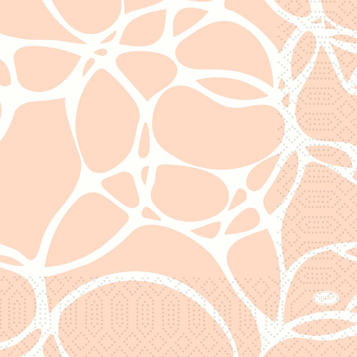 Moderne abstrakt fersken-hvidt mønster med prikkede og stiplede accenter skaber et stilfuldt look - ideelt til servietter af høj kvalitet, såsom Duni GmbH Servietter 33 cm 3-lags 1/4-fold Ocean Pink papirservietter (pakke, 50 stykker).