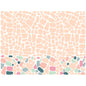 Bio-Dunicel-sættene 30x40 Ocean Pebbles fra Duni GmbH viser et abstrakt design med afrundede ferskenformer og lysende rosa, grønne, blå og grå accenter på hvid. Perfekt som dekorative dækkeservietter. Pakke med 100 stykker.