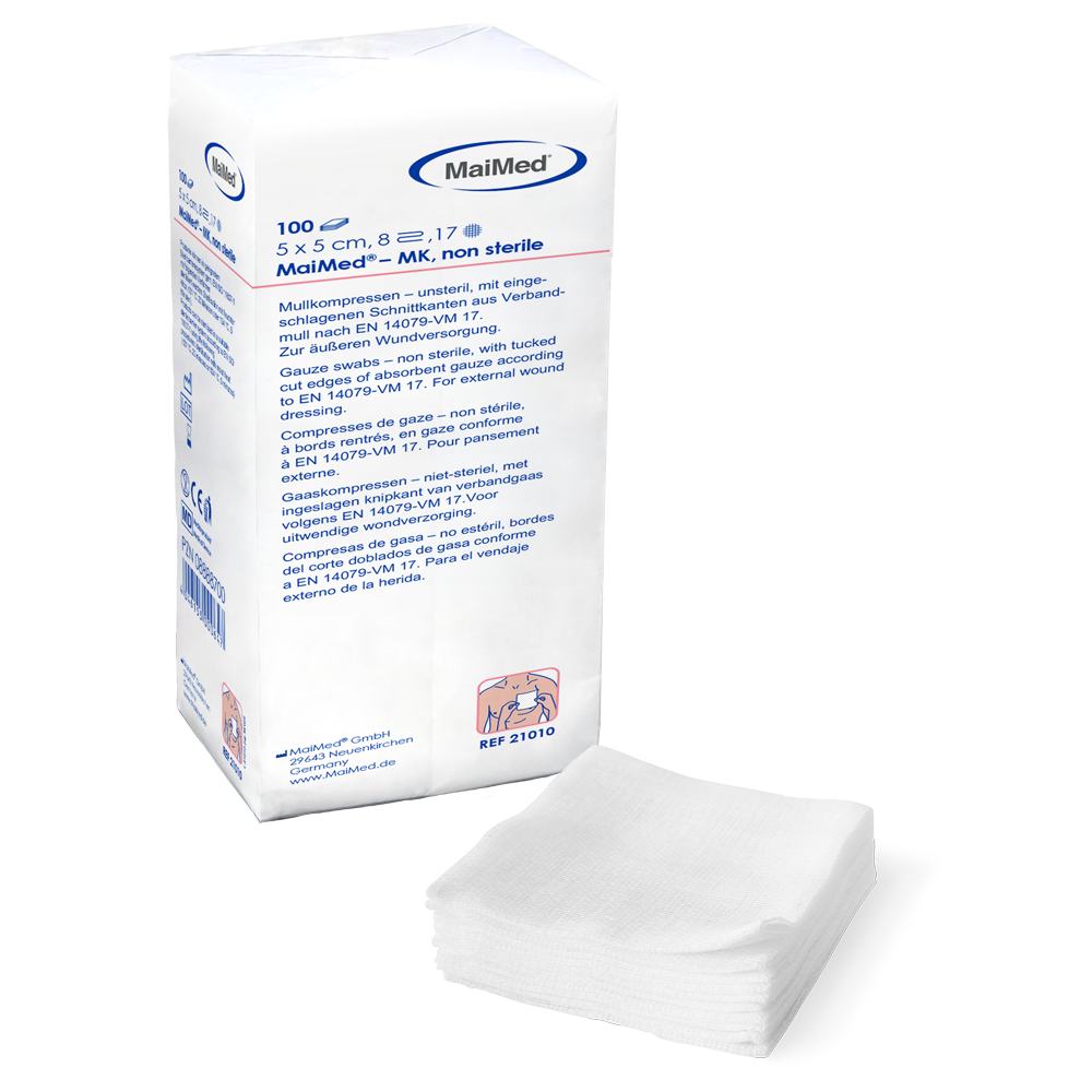 MaiMed-MK-usterile gazekompresser á 100 stk/papirpose