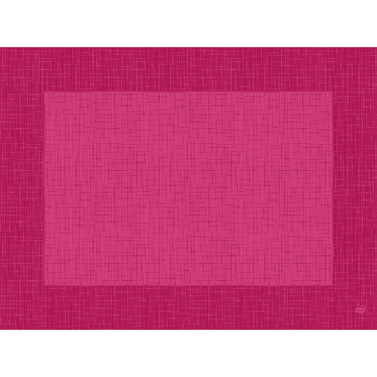 De Bio-Dunicel-sæt 30x40 Linnea fuchsia fra Duni GmbH er høj kvalitet, rektangulære dækkeservietter i mellem- og mørkerosa med krydsskravering - perfekt til kombination med biologisk nedbrydelige servietter for en miljøvenlig, geometrisk borddækning.