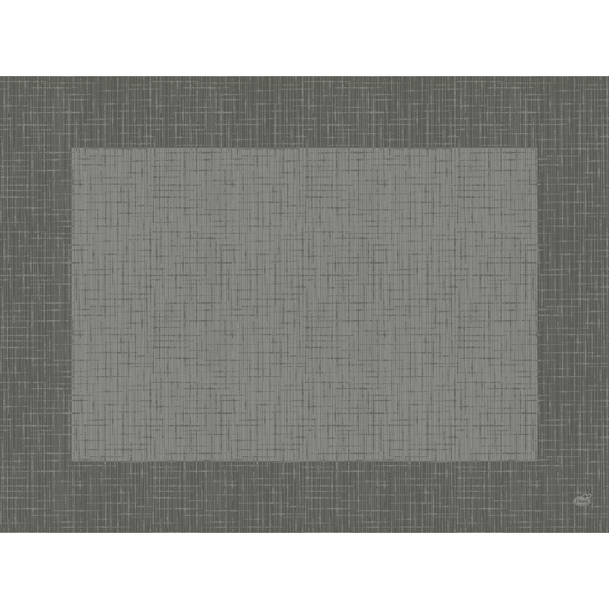 Die Bio-Dunicel-Sets 30x40 cm in Linnea granitgrau von Duni GmbH sind rechteckige Tischsets mit einer gewebten Kreuzschraffur, einem dunkleren grauen Rand und einem dezenten Gittermuster. Jede Packung enthält 100 umweltfreundliche Stücke.