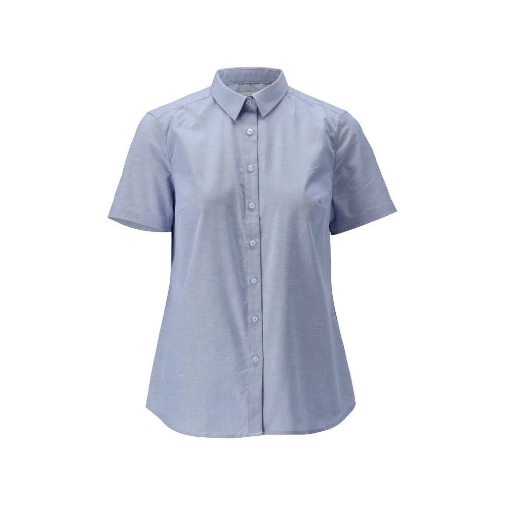 Skjorte, kortærmet, klassisk damebluse, stretch damebluse, lyseblå