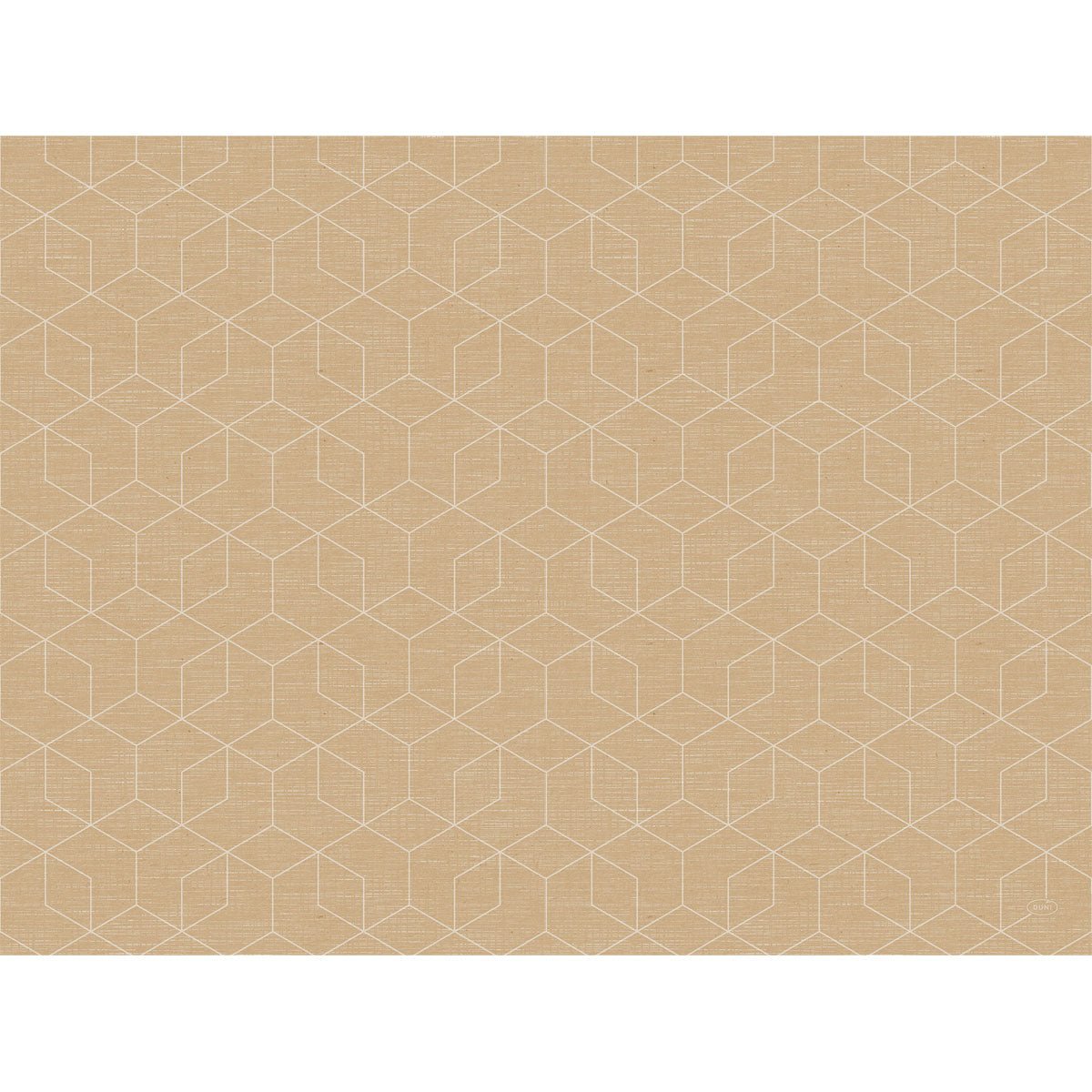 En beige baggrund med et diskret hvidt ternet mønster præsenterer Bio-Dunicel-sættene 30x40 Graphics-naturlige papirpakker, pakke (100 stykker) fra Duni GmbH - ideel til at præsentere miljøvenligt service stilfuldt.