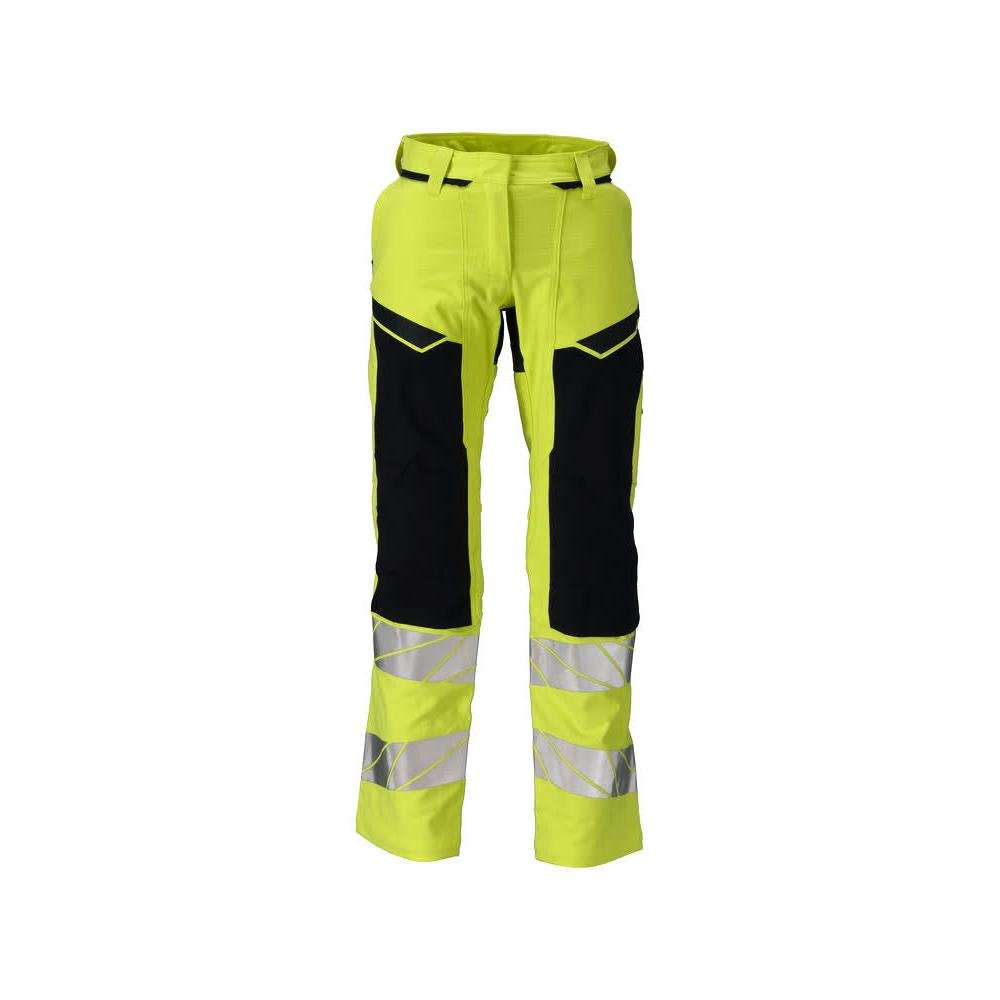 Bukser, dame, DIAMOND, knælommer, stretchbukser Multisafe, hi-vis gul/sort-blå