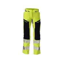 Bukser, dame, DIAMOND, knælommer, stretchbukser Multisafe, hi-vis gul/sort-blå