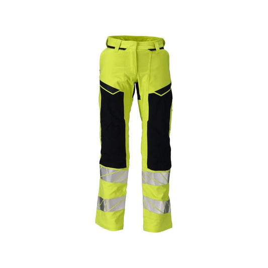 Bukser, dame, DIAMOND, knælommer, stretchbukser Multisafe, hi-vis gul/sort-blå