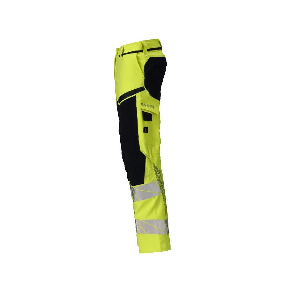 Bukser, dame, DIAMOND, knælommer, stretchbukser Multisafe, hi-vis gul/sort-blå