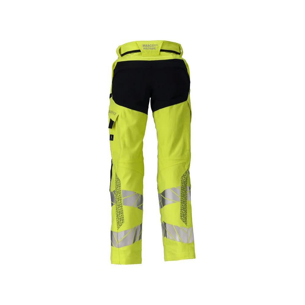 Bukser, dame, DIAMOND, knælommer, stretchbukser Multisafe, hi-vis gul/sort-blå