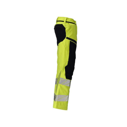 Bukser, dame, DIAMOND, knælommer, stretchbukser Multisafe, hi-vis gul/sort-blå