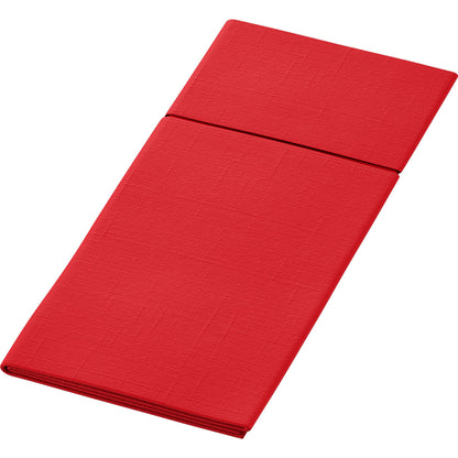 Die Duniletto-Slim 40x33cm von Duni GmbH ist eine rechteckige rote Stoffserviette mit dezentem Strukturmuster, die sich perfekt mit hygienischen Unterlagen kombinieren lässt, um einen sauberen und eleganten Tisch zu decken.