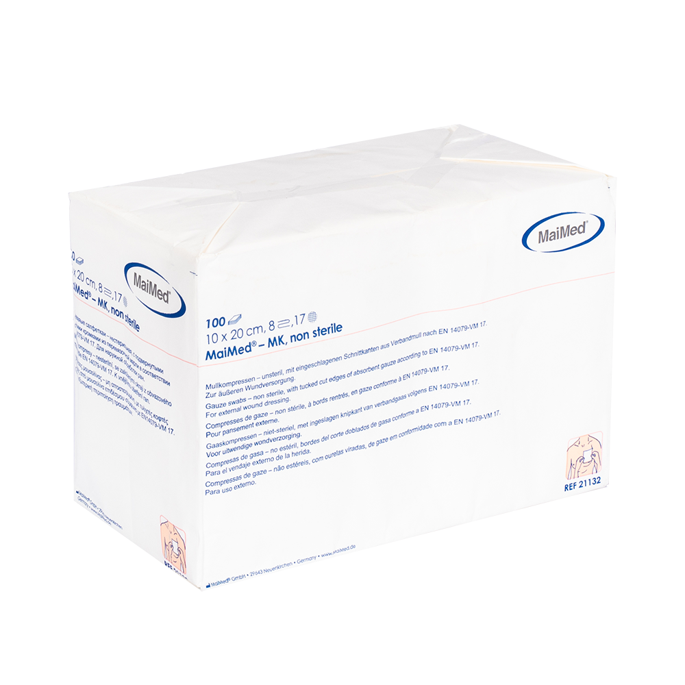 MaiMed-MK-usterile gazekompresser á 100 stk/papirpose