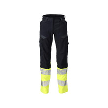 Bukser, dame, DIAMOND, knælommer, strækbukser Multisafe, sort blå/hi-vis gul