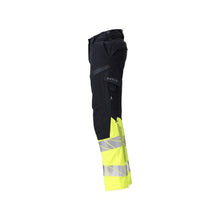 Bukser, dame, DIAMOND, knælommer, strækbukser Multisafe, sort blå/hi-vis gul