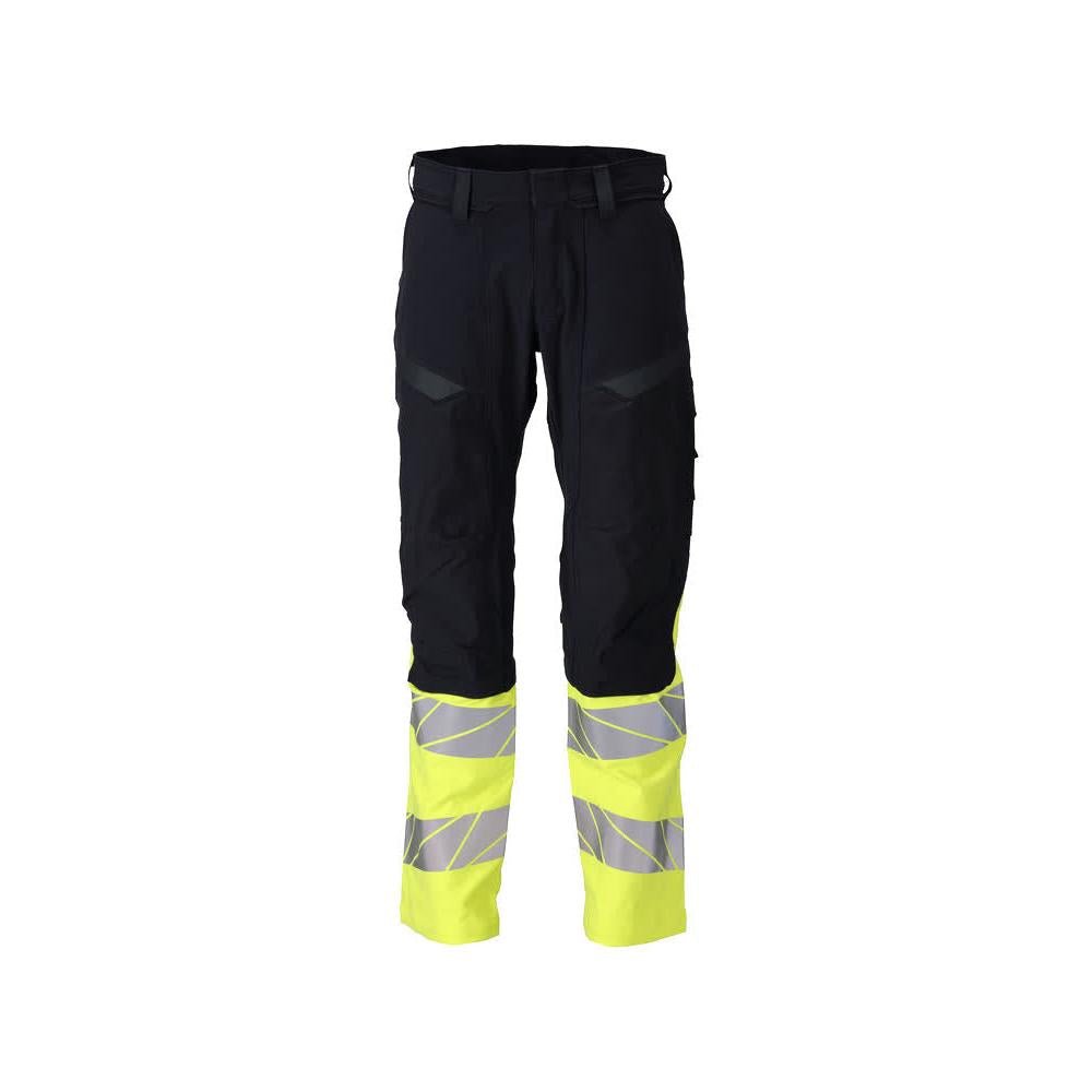 Bukser, knælommer, ULTIMATE STRETCH bukser Multisafe, sort blå/hi-vis gul