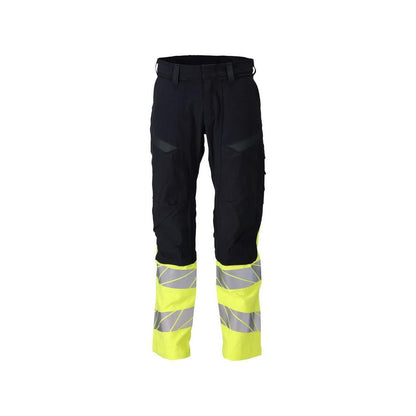 Bukser, knælommer, ULTIMATE STRETCH bukser Multisafe, sort blå/hi-vis gul