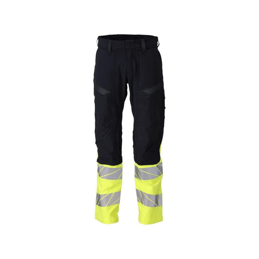 Bukser, knælommer, ULTIMATE STRETCH bukser Multisafe, sort blå/hi-vis gul