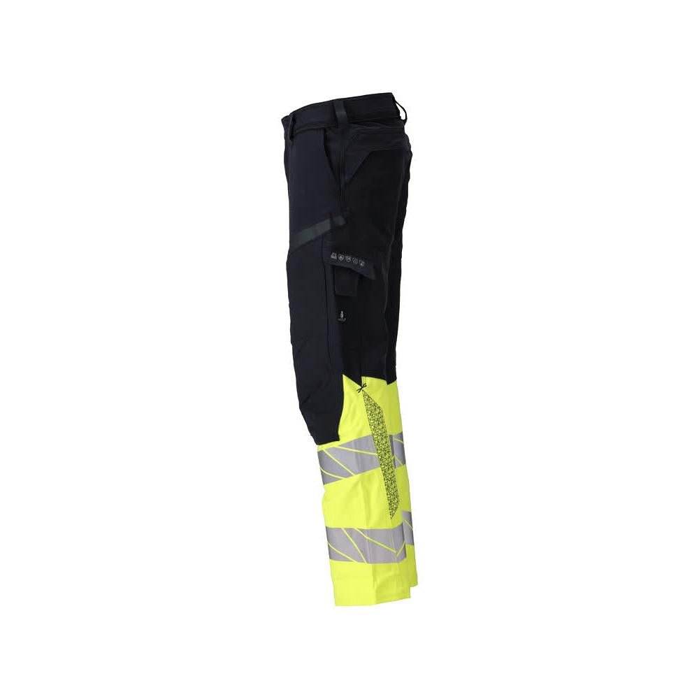 Bukser, knælommer, ULTIMATE STRETCH bukser Multisafe, sort blå/hi-vis gul