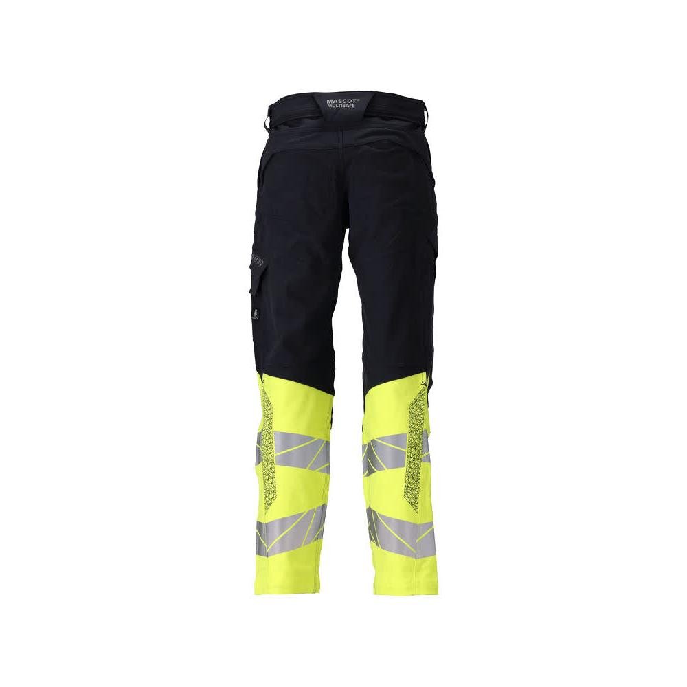 Bukser, knælommer, ULTIMATE STRETCH bukser Multisafe, sort blå/hi-vis gul