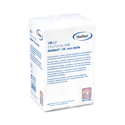 MaiMed-VK ikke-sterile fleecekompresser á 100 styk/papirpose