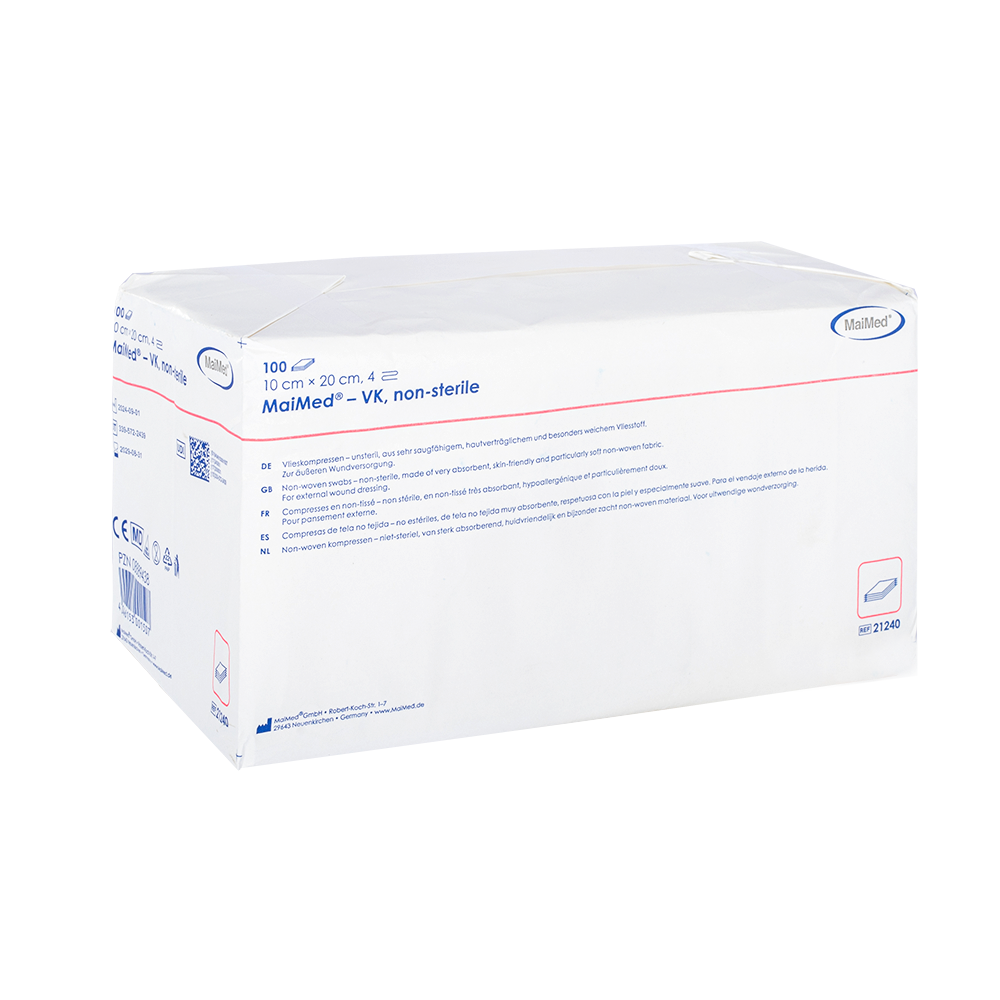 MaiMed-VK ikke-sterile fleecekompresser á 100 styk/papirpose