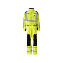 Overall, knælommer, strækindlæg kombination Multisafe, hi-vis gul/sort-blå