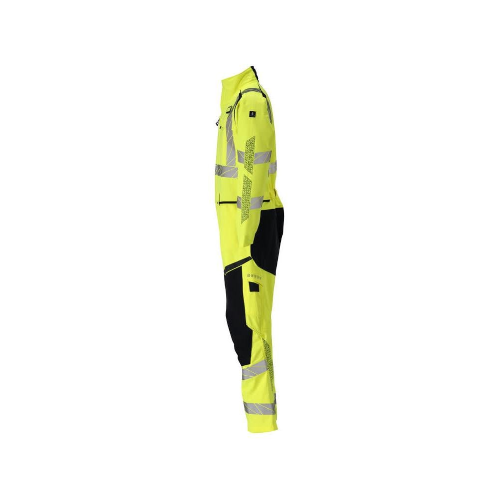 Overall, knælommer, strækindlæg kombination Multisafe, hi-vis gul/sort-blå