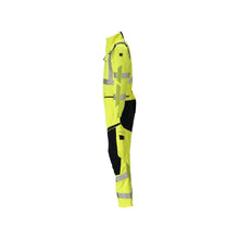 Overall, knælommer, strækindlæg kombination Multisafe, hi-vis gul/sort-blå